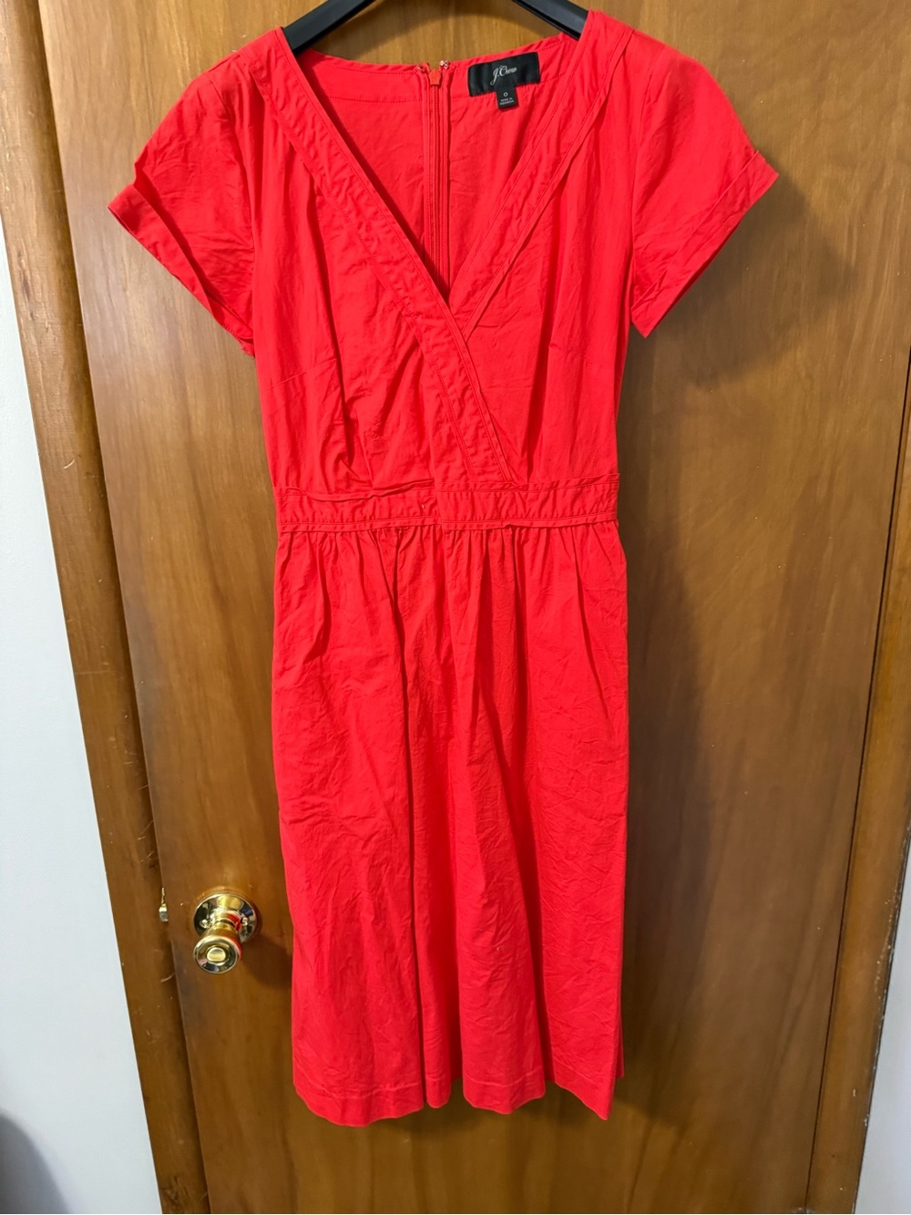 J. Crew Bright Red V-Neck Short Sleeve Dress